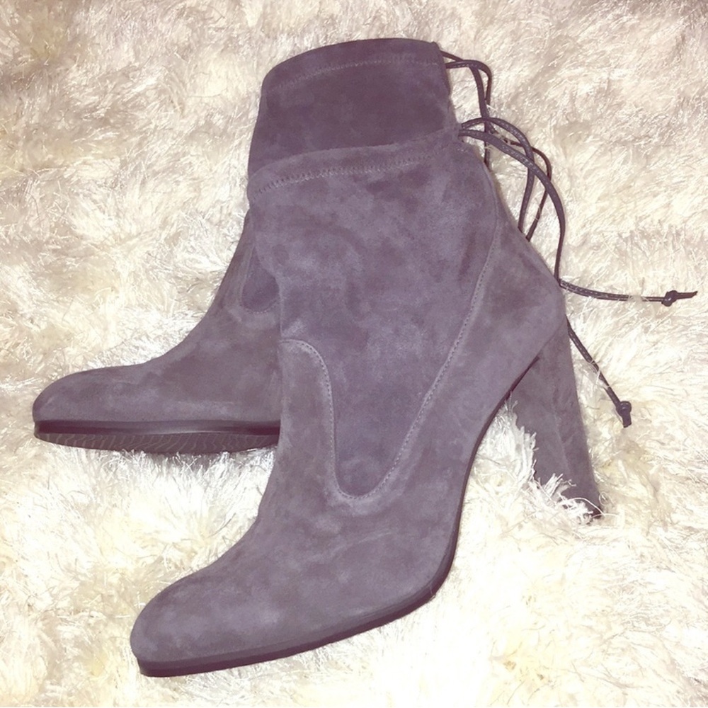 STUART WEITZMAN CATCH ANKLE TIE BOOTIE GRAY
